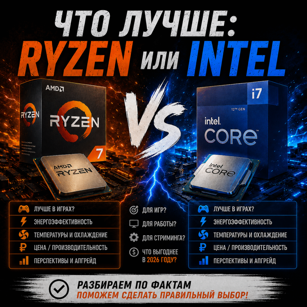 Что лучше: Ryzen или Intel в 2026 году